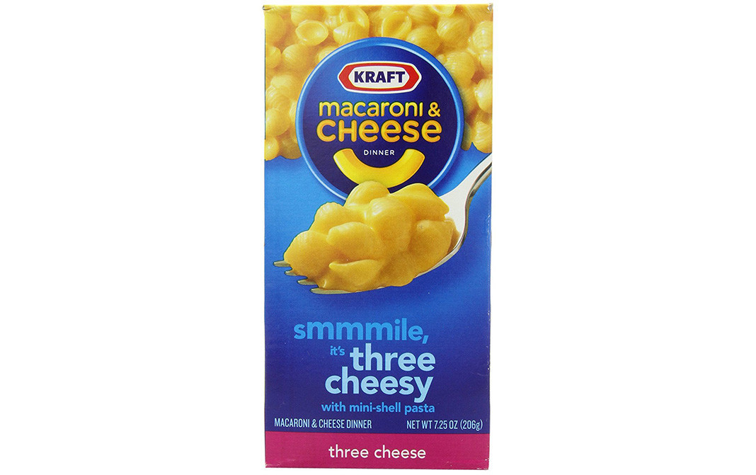 Kraft Macaroni & Cheese Dinner With Mini-Shell Pasta, Three Cheesy   Box  206 grams